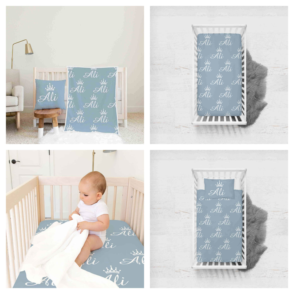 Light Grey Themed Personalised Cot Set – Personalisedbyolly